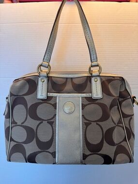 COACH's Signature C Shoulder Bag Satchel Canvas Leather Brown Tan F24364